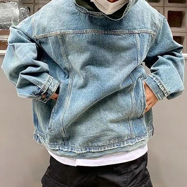Mens Autumn Fashion Denim Washed Distressed Retro Hoodie Genderless Street Fashion Casual Loose Denim Sweatshirt Unisex 260330BJ