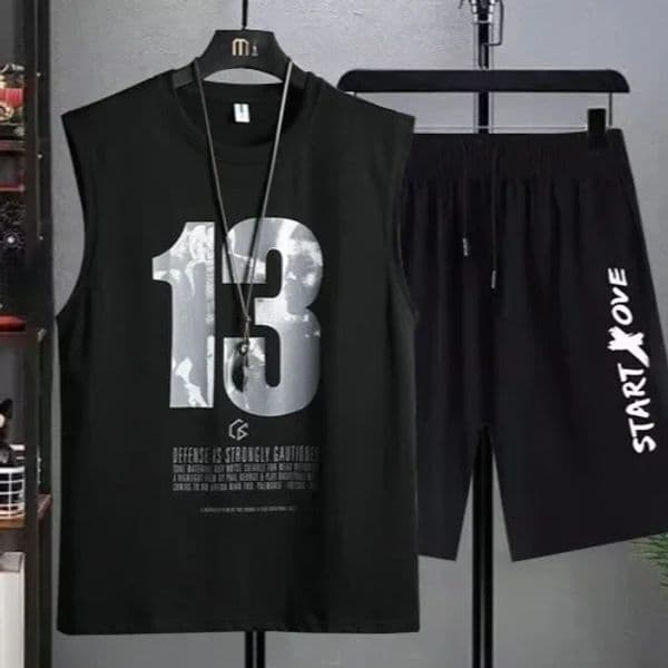 Mens Clothing 2025 Mens Summer Casual Breathable 2-Piece T-Shirt Shorts Suit Athletic Loose Fit Set Mens Tank Top 260331