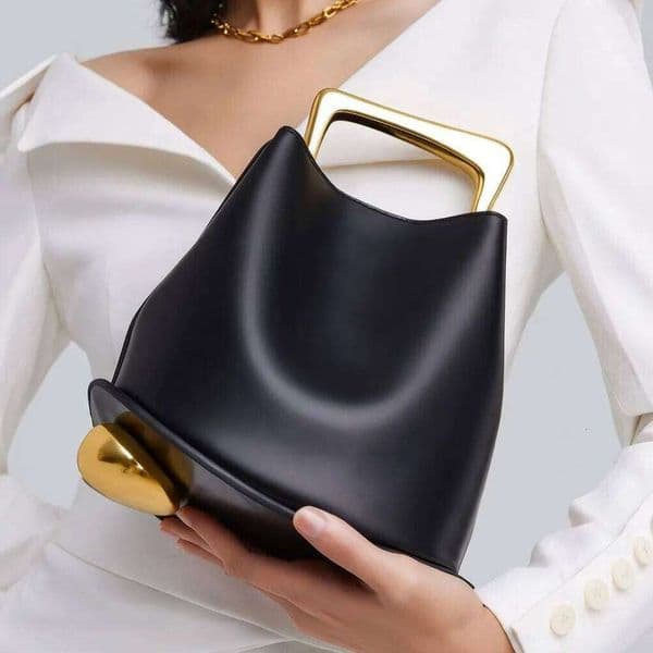Fashion Metal Hand Held Irregular Bucket New Women S Handbag Luxury Pu Leather Shoulder Crossbody Bags Small Tote Bag