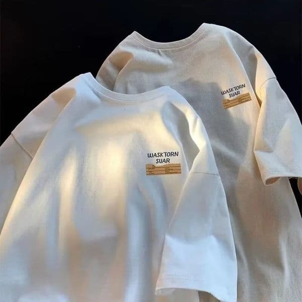 M-8XL Men Oversized Tee Casual Loose American style simple letter notes Print T-shirt Youth T-shirtsAmerican funny expressions 260327