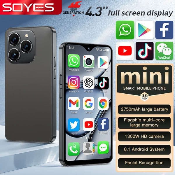 SOYES Xs18 Pro Max Full Network 4G Mini Phone 43Inch Waterdrop Screen Ultra Small Cross-Border mobile phone Foreign Language Technology Q260428