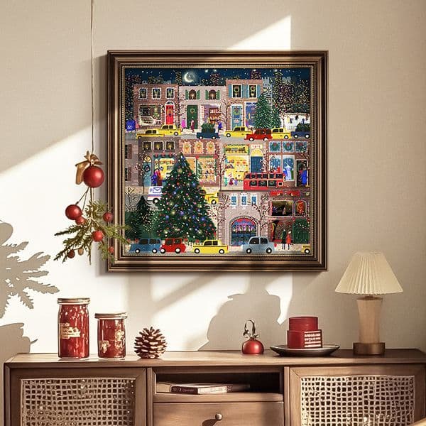 Bestseller Winter Lamp Christmas Decoration American Style Entrance Hallway Wall Art Bedroom Hanging Dining Room High-End Oil Painting Ddmytues