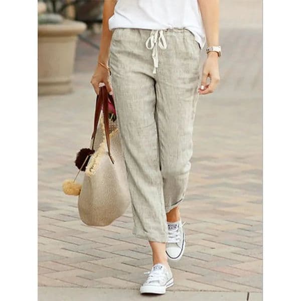 Autumn Cotton Womens Pants Y2K Black Drawstring Elastic Waist Casual Female Loose Fashion Elegant Ladies Bottom 260331