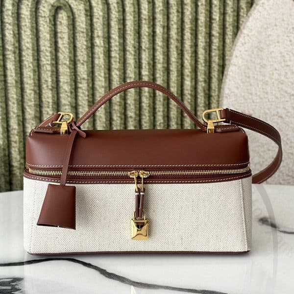 Designer Bag Shoulder Bag Luxury Bag Spring and Summer Collection Handbags Plain Leather Crossbody Bag Brown with White Stripes Lunchbox Metal Clasp Shoulder Bag