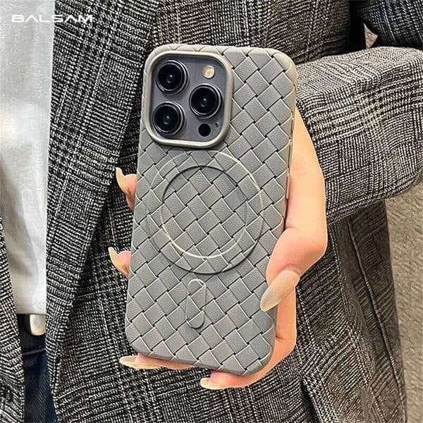 Magnetic Wireless Charge Case For iPhone 16 15 14 12 13 Pro Max 11 Breathable Cooling Woven Grid Soft Silicone Cover 26Y0316