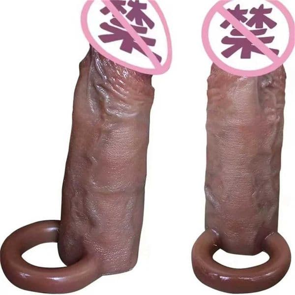 Super Realistic Penis Sleeve Reusable Cock Extender Artificial Dick Enlargement Delay Ejaculation Couples Condom Sex Toys