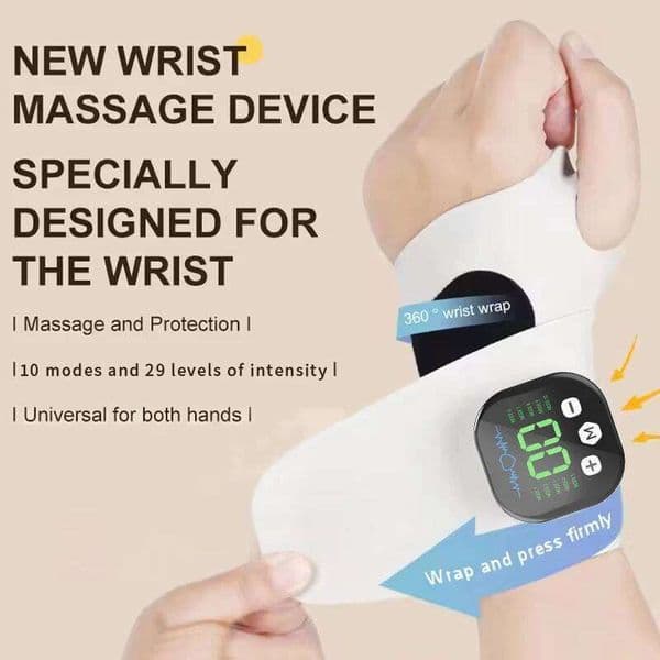 Electric Heating Massager 5 Hot Compress 3 Levels Vibration Massage Wrist Guard Band Carpal Tunnel