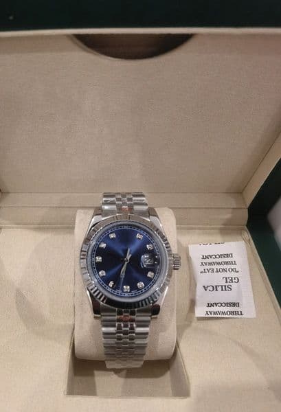 Original 18K Gold Presidential Men's Watch Date Diamond silver blue Dial Men's Stainless Steel Automatic Watch 067