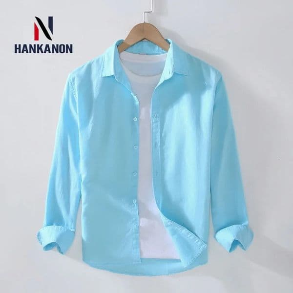 Camping Spring Summer Linen White Long-Sleeved Shirt Mens CottonLinen Shirt Business Casual Comfortable Loose Blouson260316BJ