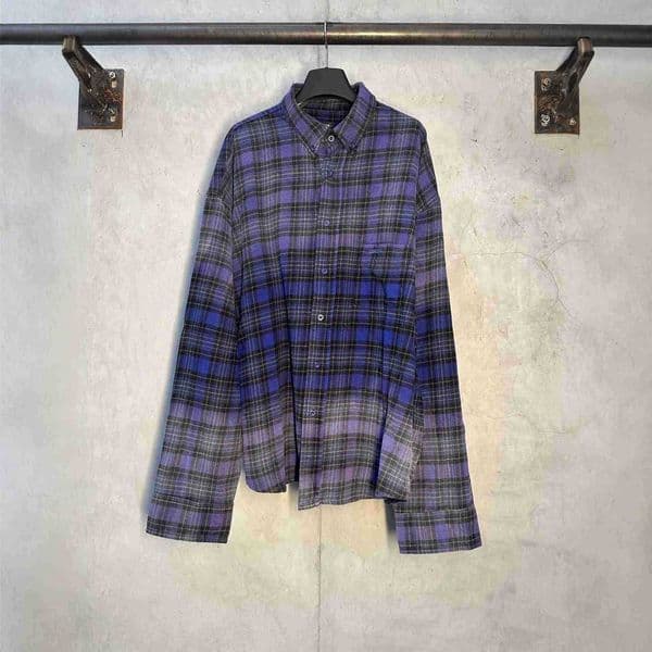 Men's Casual Shirts Designer Paris BL25ss New Violet Gradient Flannel Shirt Fashion OS For Men And Women