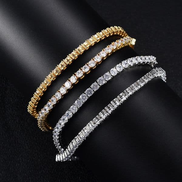 Tennis Bracelet 3mm cz tennis bracelet White Cubic zircon beads men bangle chains strand bracelets for women pulseiras bijoux silver crystal bracelets