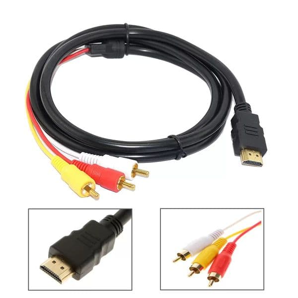 HDTV to RCA Cable, 1080P 5ft Hdtv Male to 3-RCA Video Audio AV Cable Connector Adapter One-Way Transmitter for TV HDTV DVD