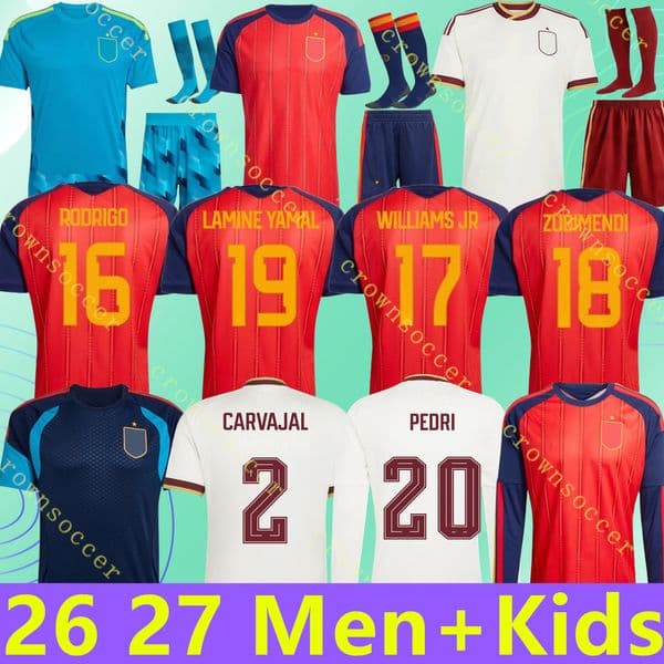 Spain World Cup jerseys 2026 2027 spain football shirt kit men wome 26 27 Home Away player version Fans LAMINE YAMAL OLMO ALEXIA FERRAN ALEX B CARVAJAL PEDRI WILLIAMS JR