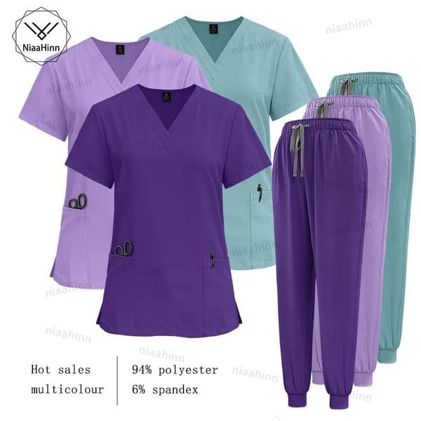Scrub Nursing Gown High Quality Elastic Scrub Healthcare Pharmacy Solid Color Uniform Wholesale Workwear Unisex 260330
