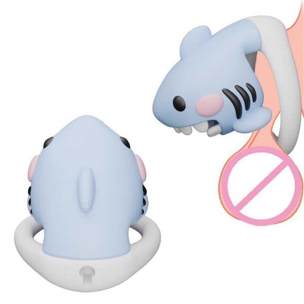 Mens Chastity Cage Shark-Shaped Lock Sissy Abstinence Device SM Penis Slave Belt Sexy Toys for Men 18