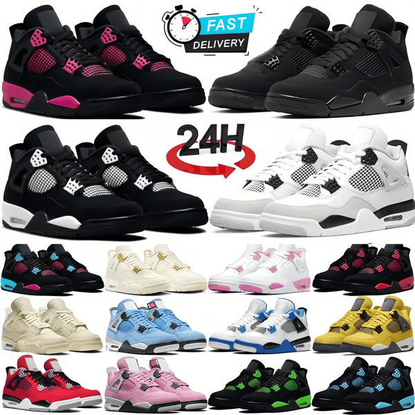 Original Box 4 4s Basketball Shoes Designer Sneaker Men Black Cat 2025 Pure Money Military Sail Red Thunder White Oreos Metallic Underfeated