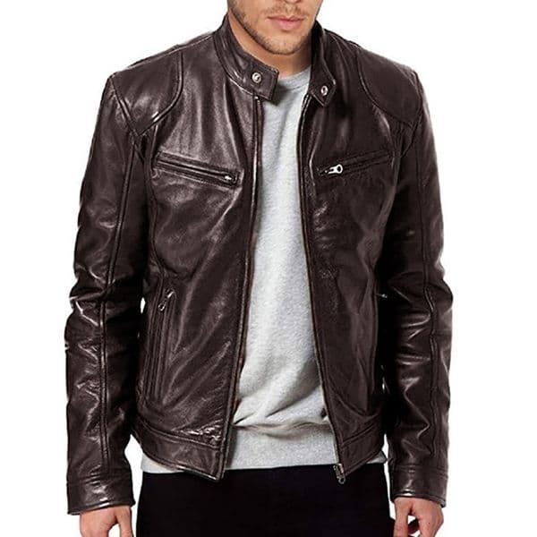 Motorcycle Leather Jackets Man Casual Fashion Coat Slim Fit Lapel PU Autumn Antiwind Male 260227