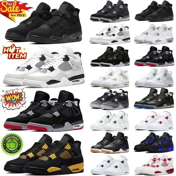 With box Designer 4s basketball shoes for men women Black Cat Military Sail Thunder White Oreo Cool Grey Varsity Red Bred Sneakers Blue University