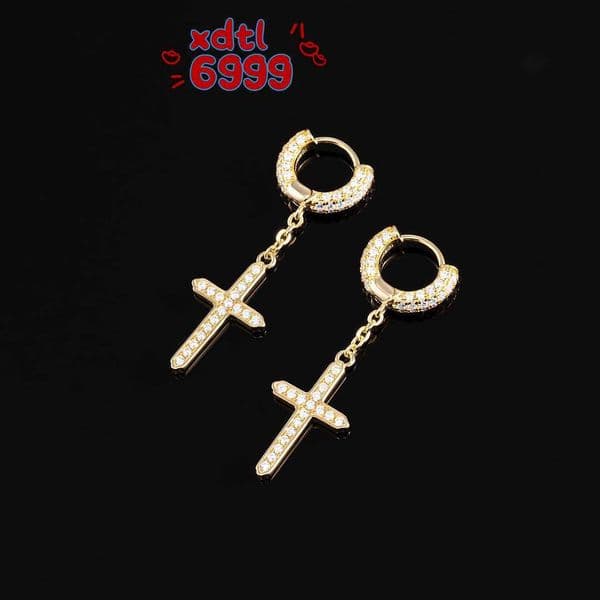 Earrings Mens Stud 925 Sterling Silver Cross Dangle Hoop Earring Jewelry Fashion Moissanite Diamond Stud Earrings