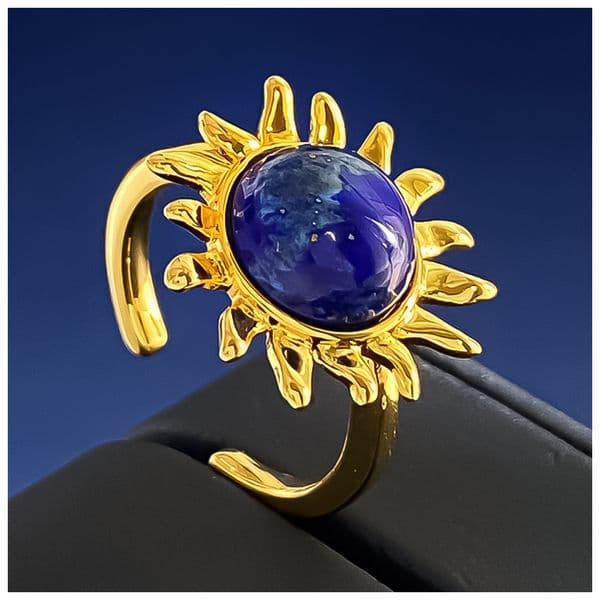 Designer Bracelet Bracelet for Women 18K Gold Plated Bangle Lapis Sunburst Bangles Luxury Jewlery Designer for Women Elegant Timeless Gift