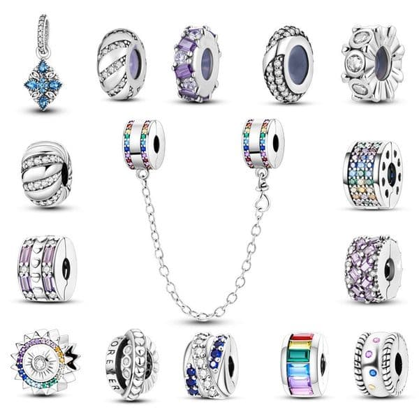 DIY beaded silver pendant beads, emerald-shaped isolation beads, beaded bracelets and necklaces.