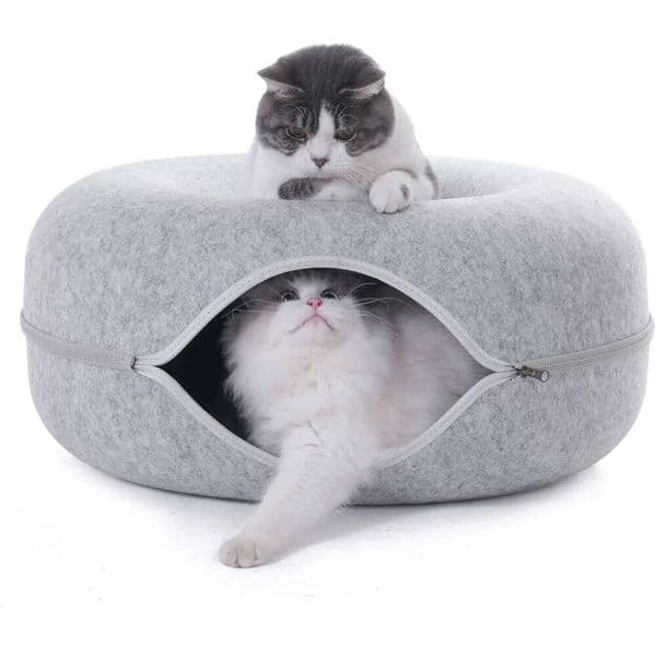 Donut Pet Tunnel Interactive Play Cat bed Dual Use Ferrets Rabbit Bed Tunnels Indoor Toys Cats House Kitten Training Toy
