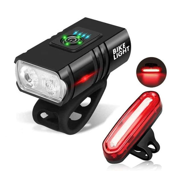 2 Pack Bicycle Light T6 Led Front USB Charging Mtb Mountain Bike Headlight Flashlight Scooter Tail Set 260106