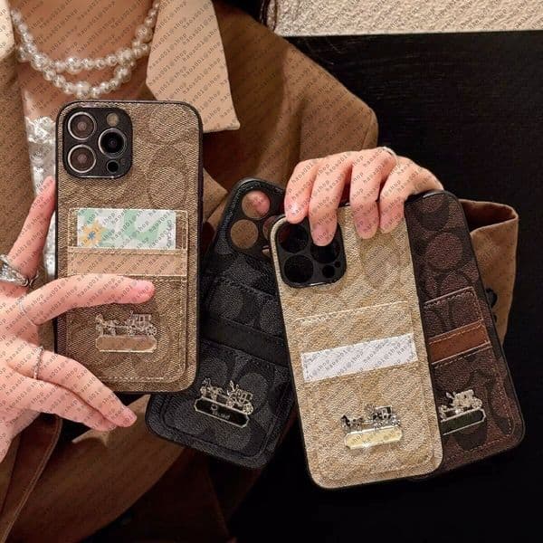 Designer Phone Case for iPhone 16 17 Pro Max Leather, Luxury iPhone Case 15 16 Plus 13 12 Pro for Women Men Shockproof Wallet Cover with Card Holder and Pony Accessories