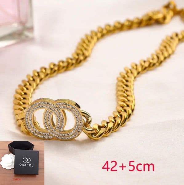 18k Gold Plated Diamond Luxury Necklaces Birthday Travel Boutique Stainless Steel Necklace Geometry Designer Jewelry Gifts for Women Necklace with Box