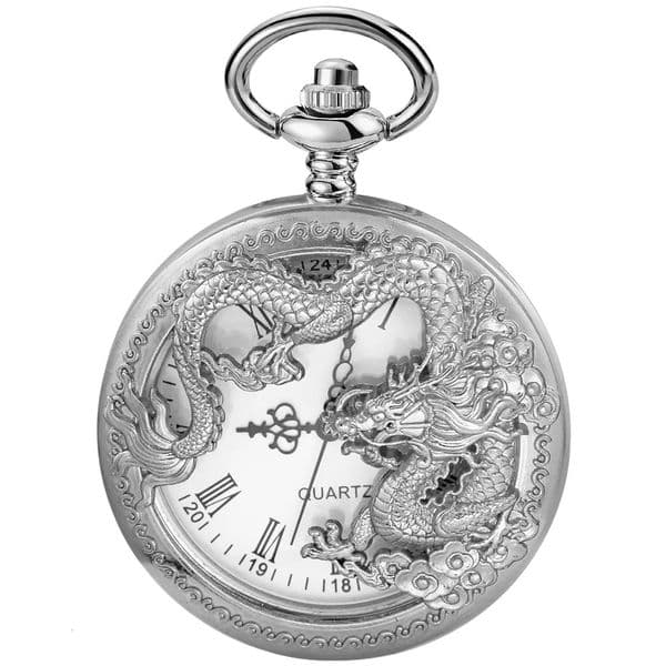 Silver Chinese Characteristic Dragon Shaped Pocket Watch Mens High Quality Necklace Timing Pendant Womens Jewelry Gift Clock 260429