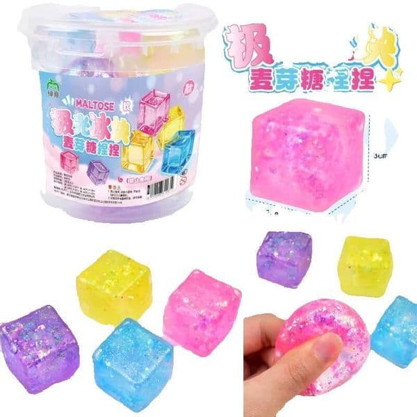 2026 New Y Maltose Cube Stress Squeeze Toys 3.5Cm Colorful Polar Light TPR Blocks - Slow Rebound Decompression Ice Cubes Toys