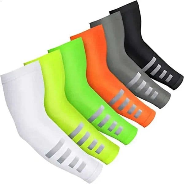 2Pcs Ice Silk Arm Sleeves for Summer QuickDrying Breathable Sun Protection Reflective Night Running Cycling Covers 260206