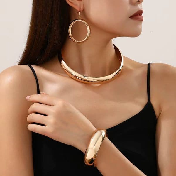 Geometric Metal Circle Earring Set Minimalist Jewelry Gift for Women