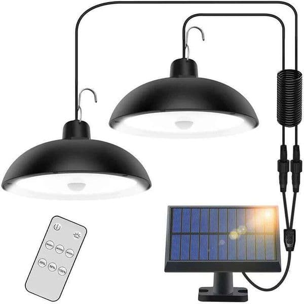 Solar Pendant Lamp Outdoor Waterproof Chandelier Light Hanging LED Decorations with Remote Control for Indoor Shed Barn Roo