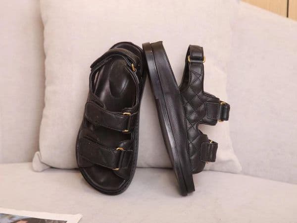 Slippers Shoes Sandals Luxury Women Slipper Men Slides Leather Sandal Hook & Loop 35-42 Dust Bag
