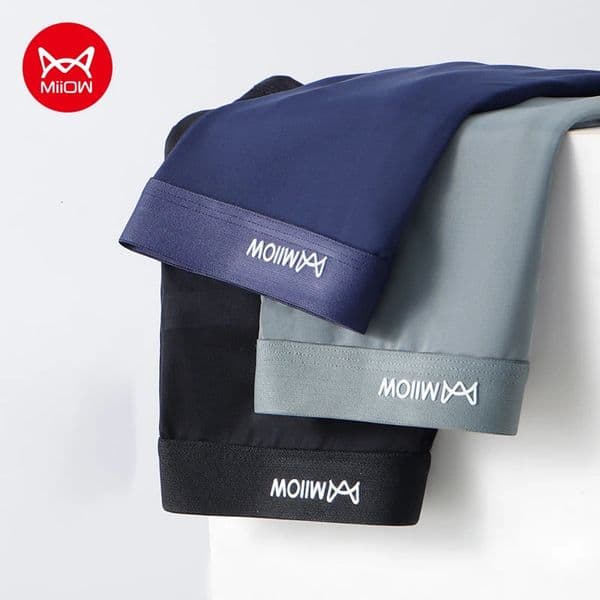 MiiOW 3Pcs Summer Thin Ice Silk Men Boxershorts Graphene Antibacterial Man Underwear Breathable Cool Mens Boxershorts 260429