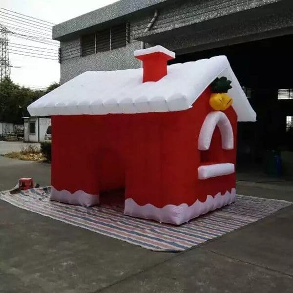 Free delivery Pretty Outdoor Inflatable Christmas House Red Xmas Cabin Santa Grotto Square Tent For Holiday Decoration