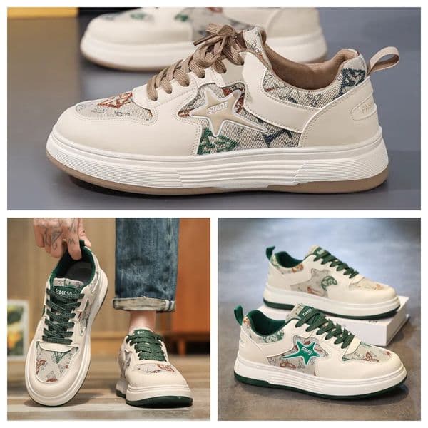 Trending Fashion Mens Shoes 2026 Spring Summer New Sports Style Skate Shoes Versatile Casual Shoes Green Khaki Free Shipping