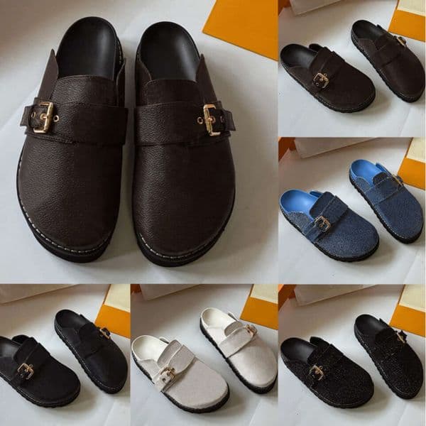 Slippers Cosy Flat Comfort Clog Mule Slides Brown White Leather Blue Black Grey Denim Designer Slipper Womens Summer Beach Slide Sandals Luxury Sandal Vds
