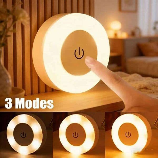 Rechargeable LED Touch Light, Magnetic Night Lights with Stepless Dimmable LED,3 Colours Wireless Lamp Mini Stick On Lamps