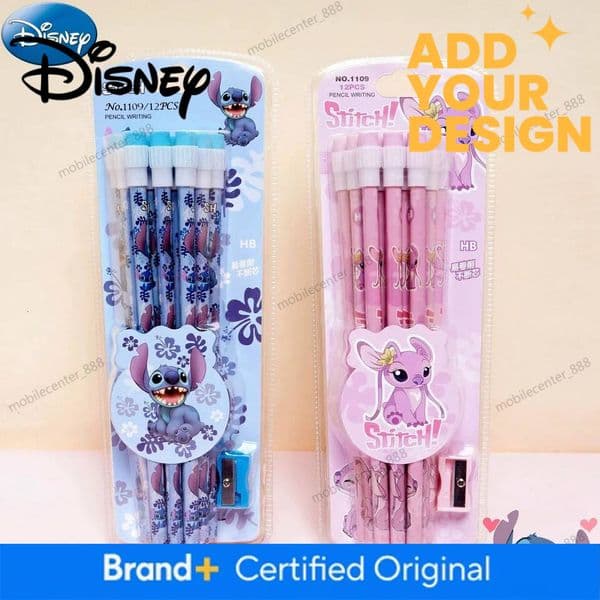 Designer Disney 12Pcs Stitch Disney HB Pencils Anime Lilo & Stitch Cartoon Pencils Roller Stationery Box Set Writing Drawing Kids Birthday Gifts Luxury f3b70