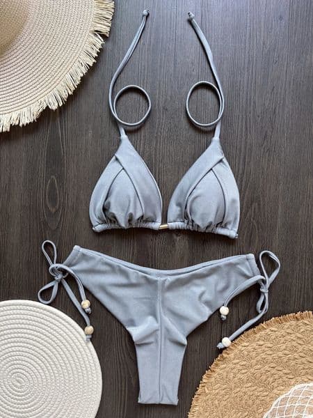 2025 Sexy Triangle Bathing Suit for Women Brazilian Bikinis Halter Swimwear Push Up Swimsuit Metal Chain Beach Bikini Set 260506