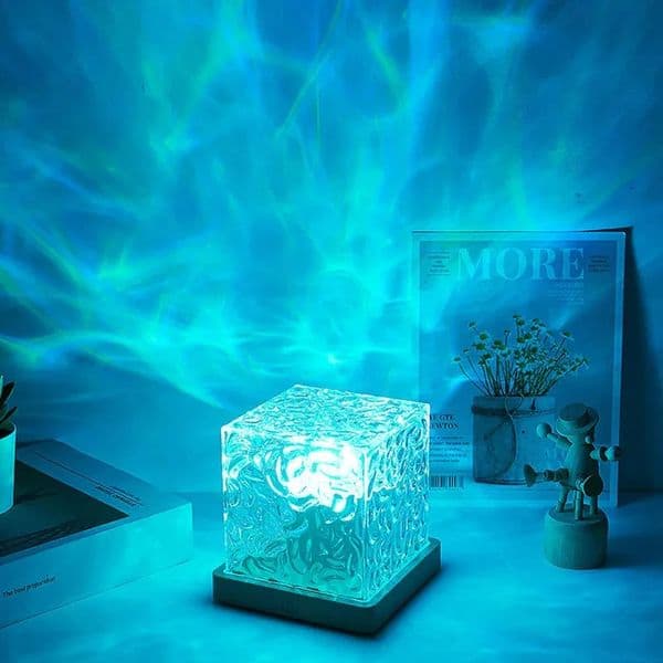 Colors Dynamic Rotating Water Ripple Projector Night Light Flame Crystal Lamp for Living Room Study Bedroom Rotating Light 260430
