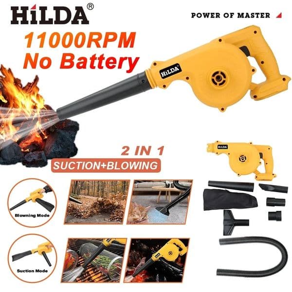 HILDA 18V Electric Air Blower 2IN 1Vacuum Cleaner Dust Computer Collector Cordless Handheld Power Tools For Makita No Battery 260429