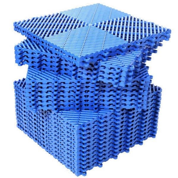 25pcs Mats,15.6"x15.6" Size,Non-Slip Interlocking Plastic Garage Mat,Splicing Drainage Floor Tile and Shower Mat, for Garage, Garden, Kitchen & Outdoor, Blue