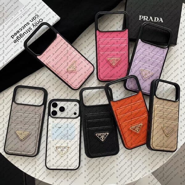 HHH orange Designer Phone 17 pro Max Leather Luxury iPhone Case 16 15 14 Plus 13 12 Pro for Women Men Shockproof Wallet with Card Holder and Pony Accessories with the box