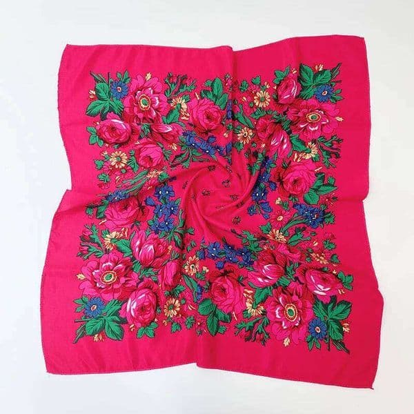 Women Square National 70*70cm Russian Retro Floral Print Head Scarves Bandana Foulard Femme Muslim Headwrap babushka Scarf 26H0428