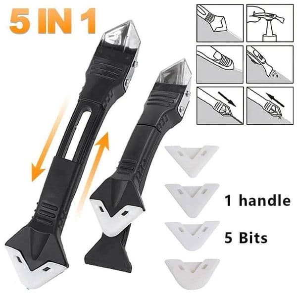 Paint Tool Sets 5 in 1 Metal Head Shovel Glue Kit Silicone Spatula Caulk Remover Grout Removal Sealant Finishing Corner Scrap