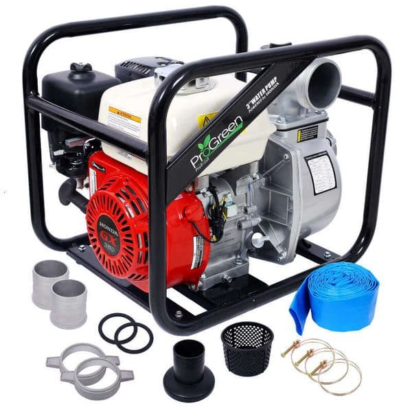 Water Pump 3" 264Gpm ,163cc Honda GX160 Engine, 3IN NPT COUPLER WITH 25FT FLAT HOSE