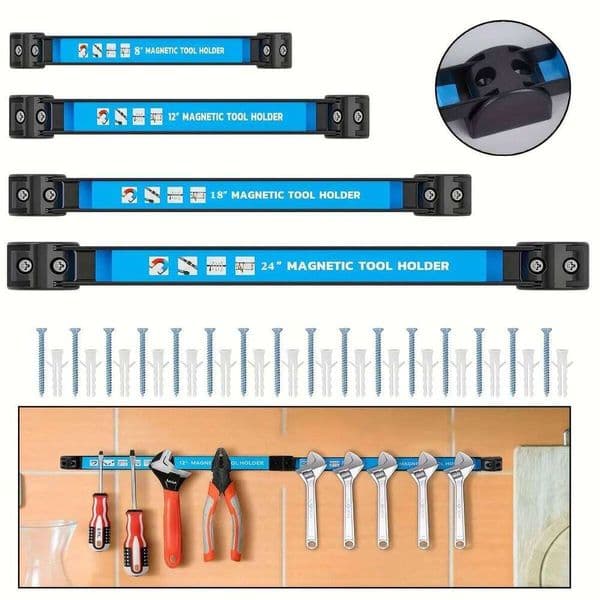 24/18/12/8 inch Magnetic Holder Heavy-duty Magnet Tool Bar Strip Space-Saving & Strong Metal Organizer Storage Rack